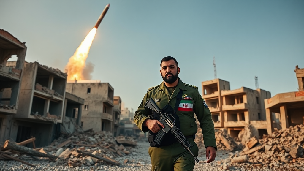 March of Iranian Soldier in War-Torn Gaza