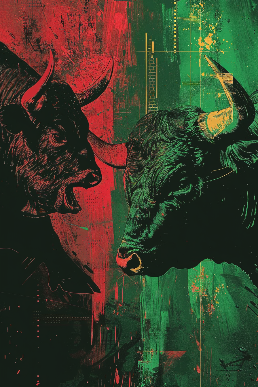 Market Forces Clash - A Bull vs Bear Poster