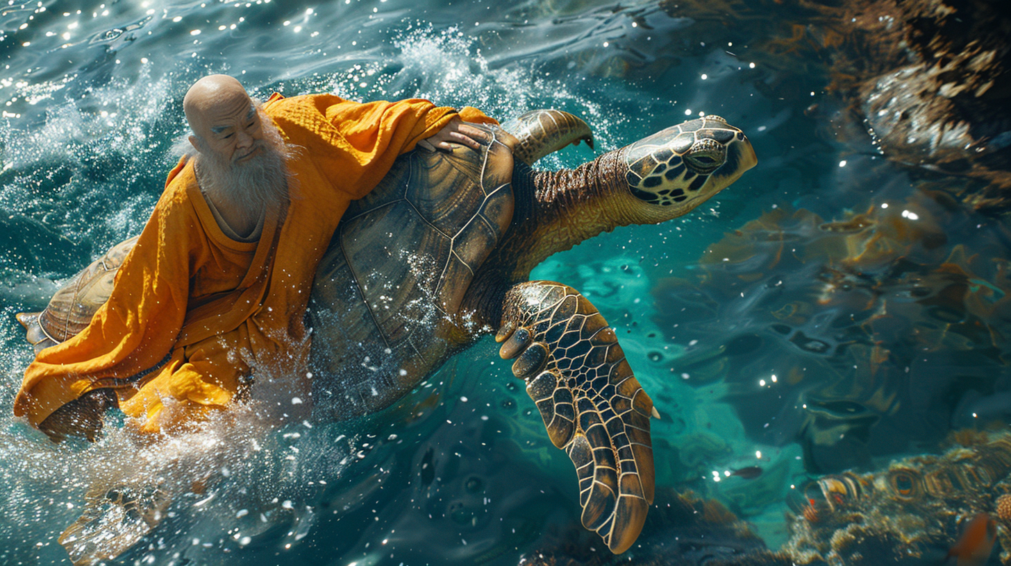 Master Roshi Dragon Ball Turtle Sea - Photorealistic 64k Ultra-Realistic Photography