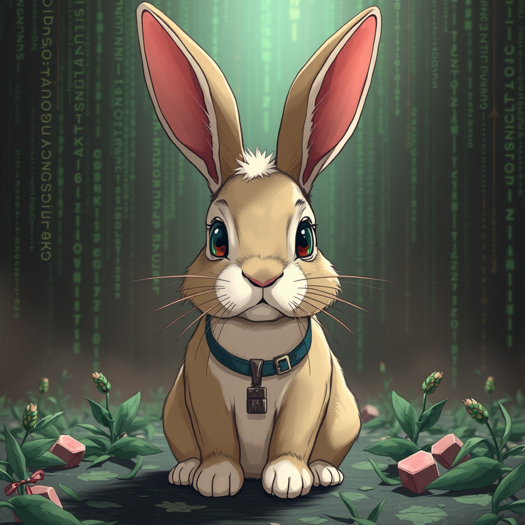 Matrix-Written Rabbit with Dropped Ears Anime