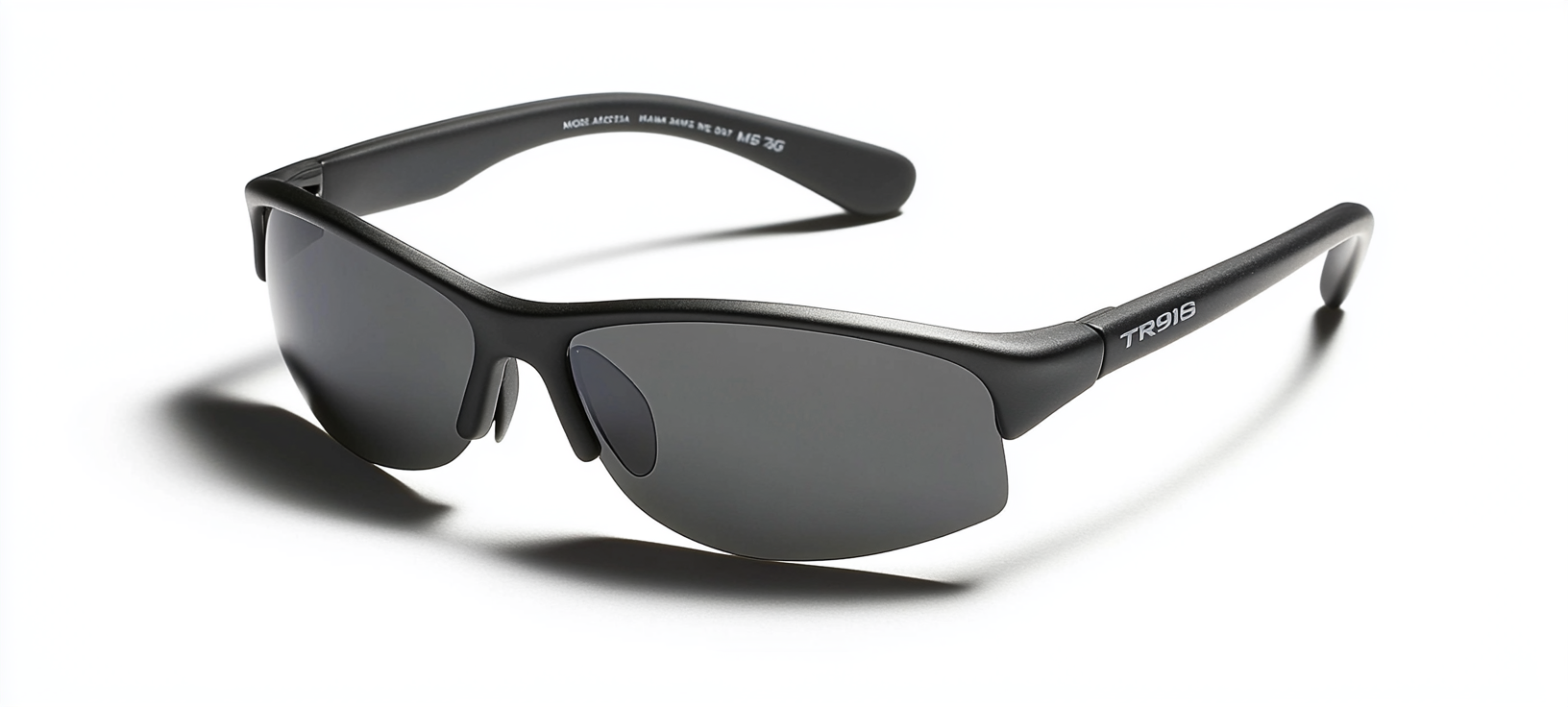 Matte Black Sport Sunglasses on White Background