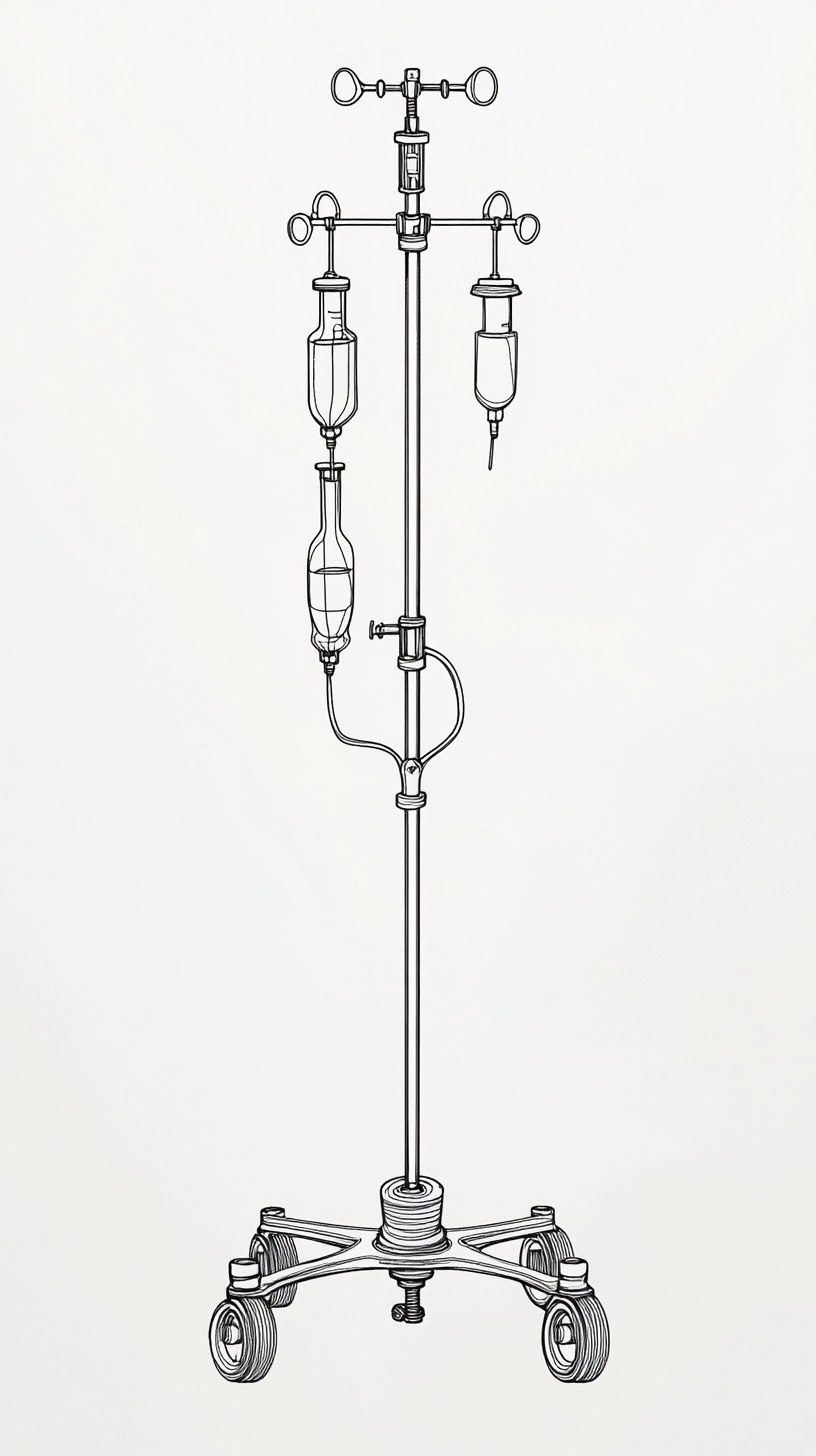 Medical IV Stand Outline Tattoo Design