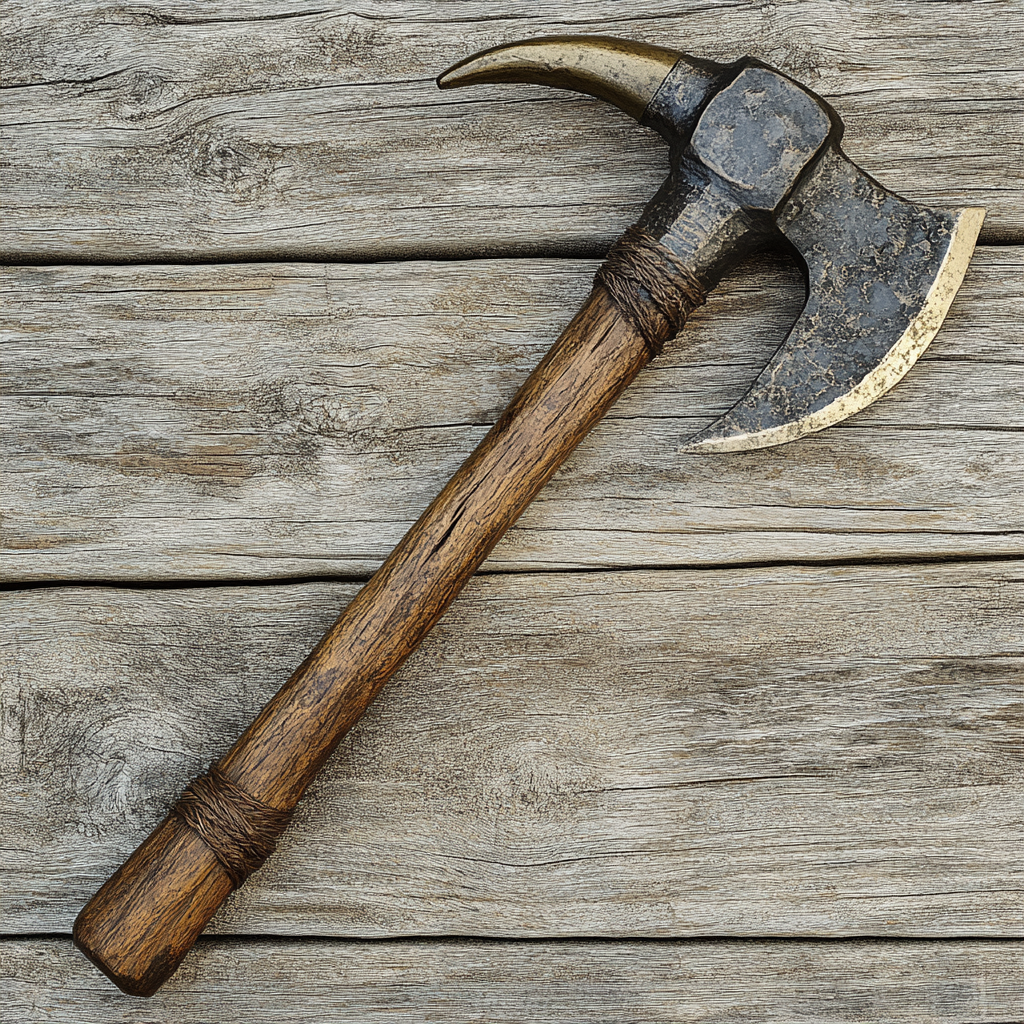 Medieval German weapon with bronze pick and hammer