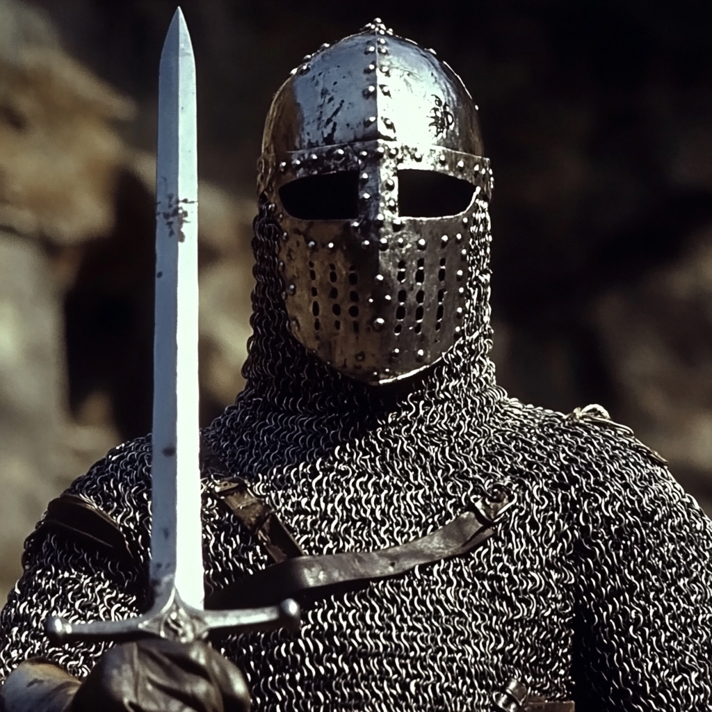 Medieval knight with sword from 1982 movie