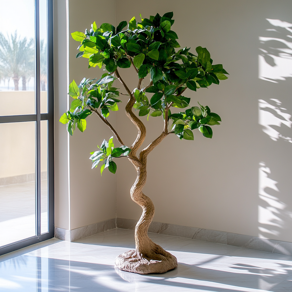 Medium Ficus Tree - Silk Leaves, Natural Trunk