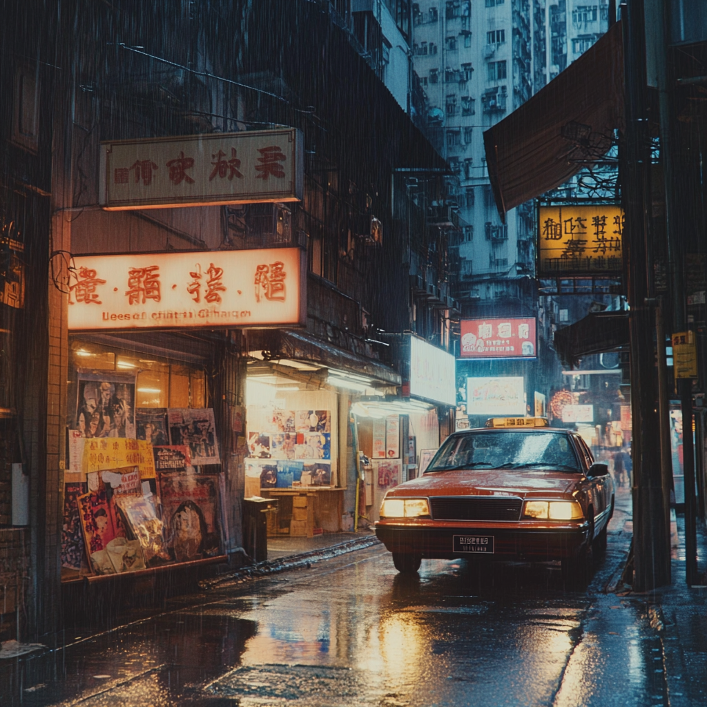 Memory lane: rain-soaked streets of old Hong Kong.