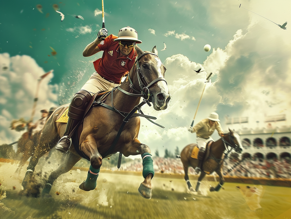 Men's Polo Game: Action-Packed Advertisement Full of Energy