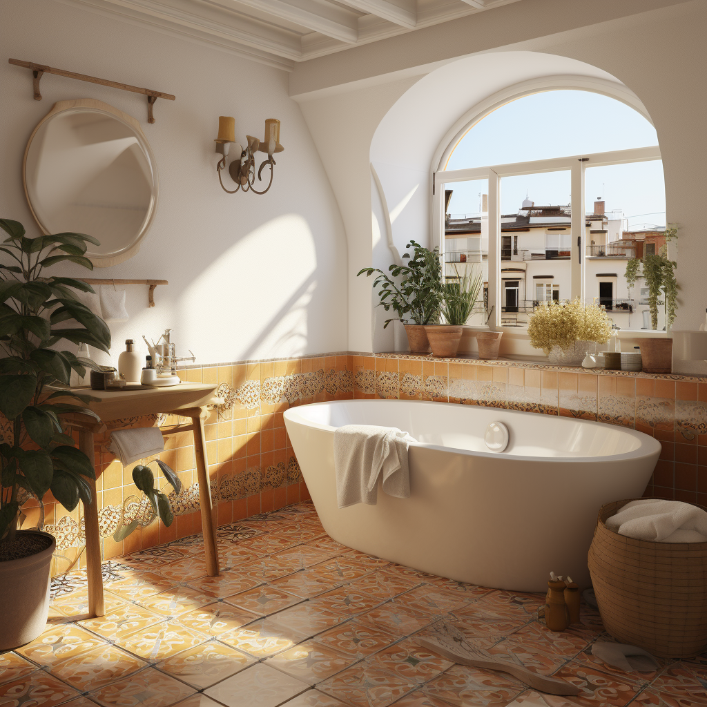 Menorca Summer Bathroom: Red Tiles and Comfort