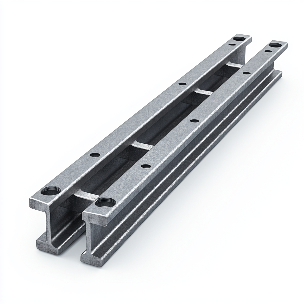 Metallic rectangle DIN rail with mounting slots viewed above.