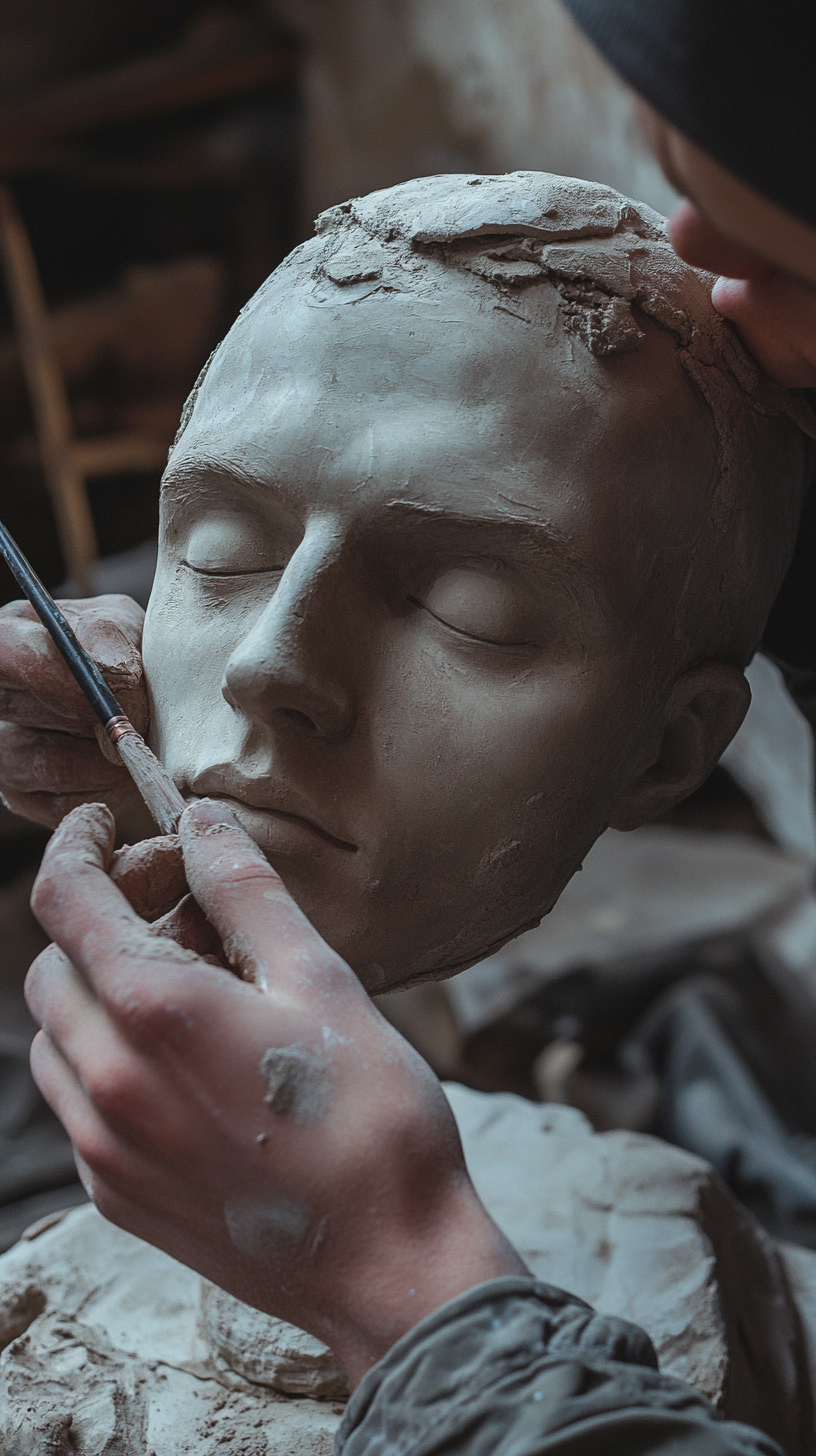 Meticulous soldiers create hyper-realistic dummy heads for use in trenches.