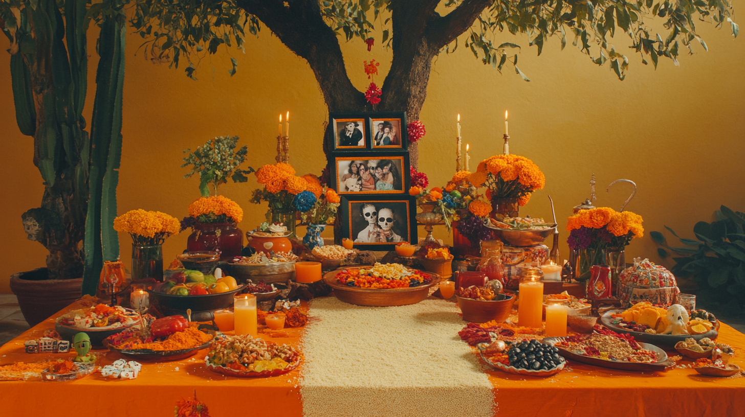 Mexican Day of the Dead Altar with Decorations