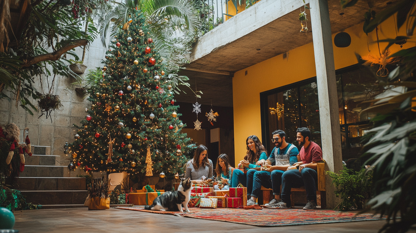 Mexican Family Christmas Celebration with Pets