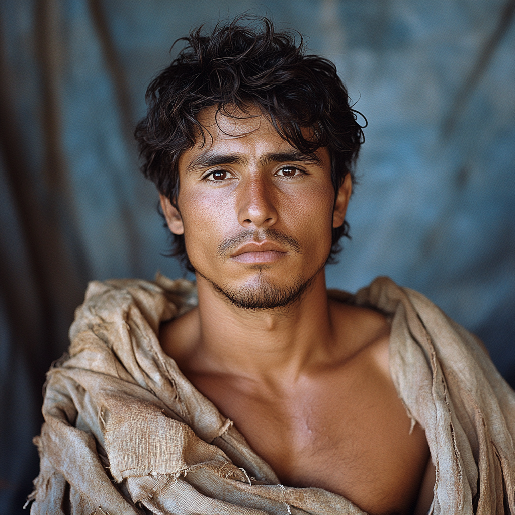 Mexican-Portuguese man with dark hair and eyes.