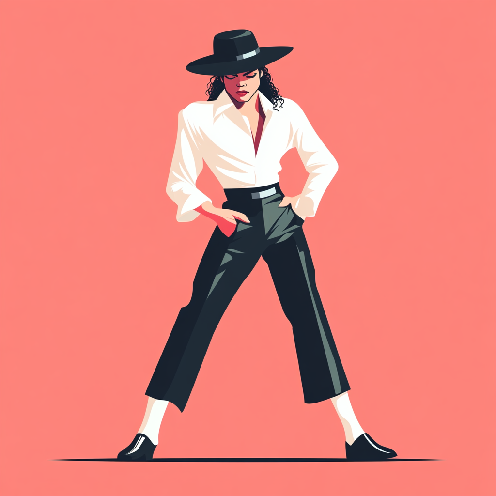 Michael Jackson dancing in a wide-brimmed hat.