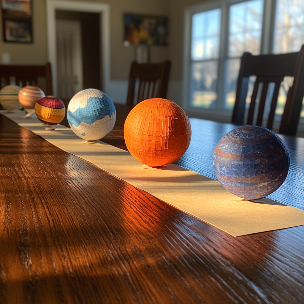 Middle school student creates realistic solar system model.