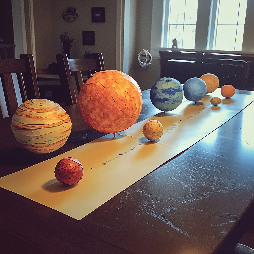 Middle school student creates solar system model with iPhone.