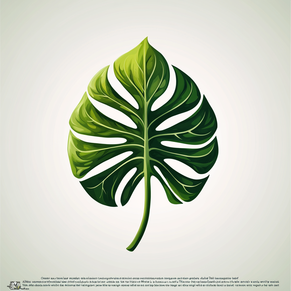 Minimal, elegant logo with vibrant Monstera Albo leaf centerpiece.