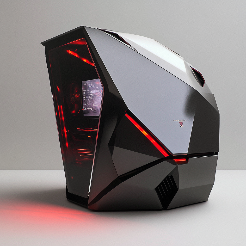 Minimal design computer gaming case, inspired by Lamborghini Reventon.