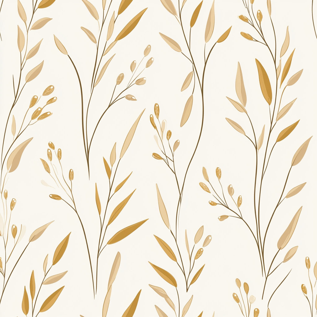 Minimal gentle rice and wheat pattern, suitable for packaging.