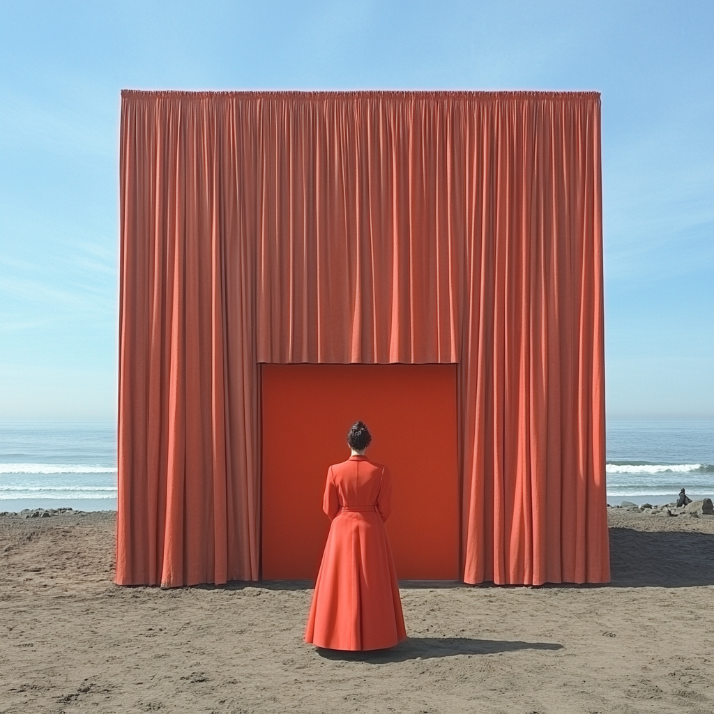 Minimalist Beach Popup in Pink Tones, Full Length