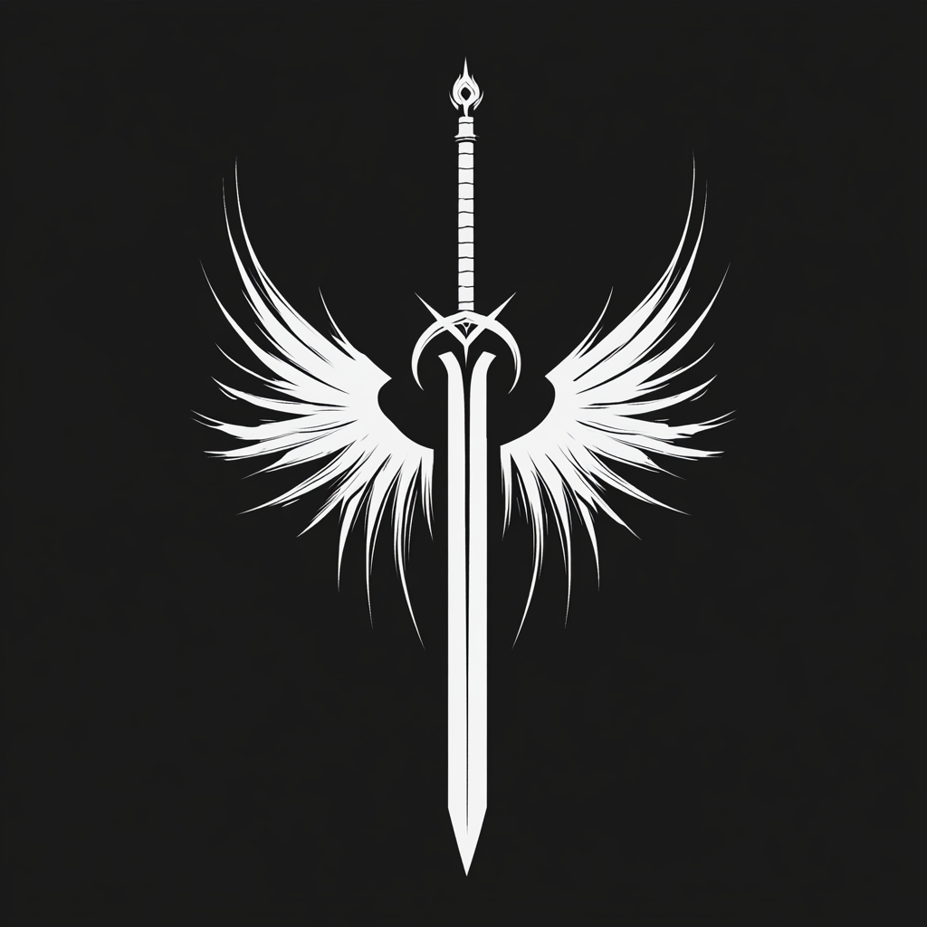 Minimalist Sword Logo Design with 'D' and 'E' Initials