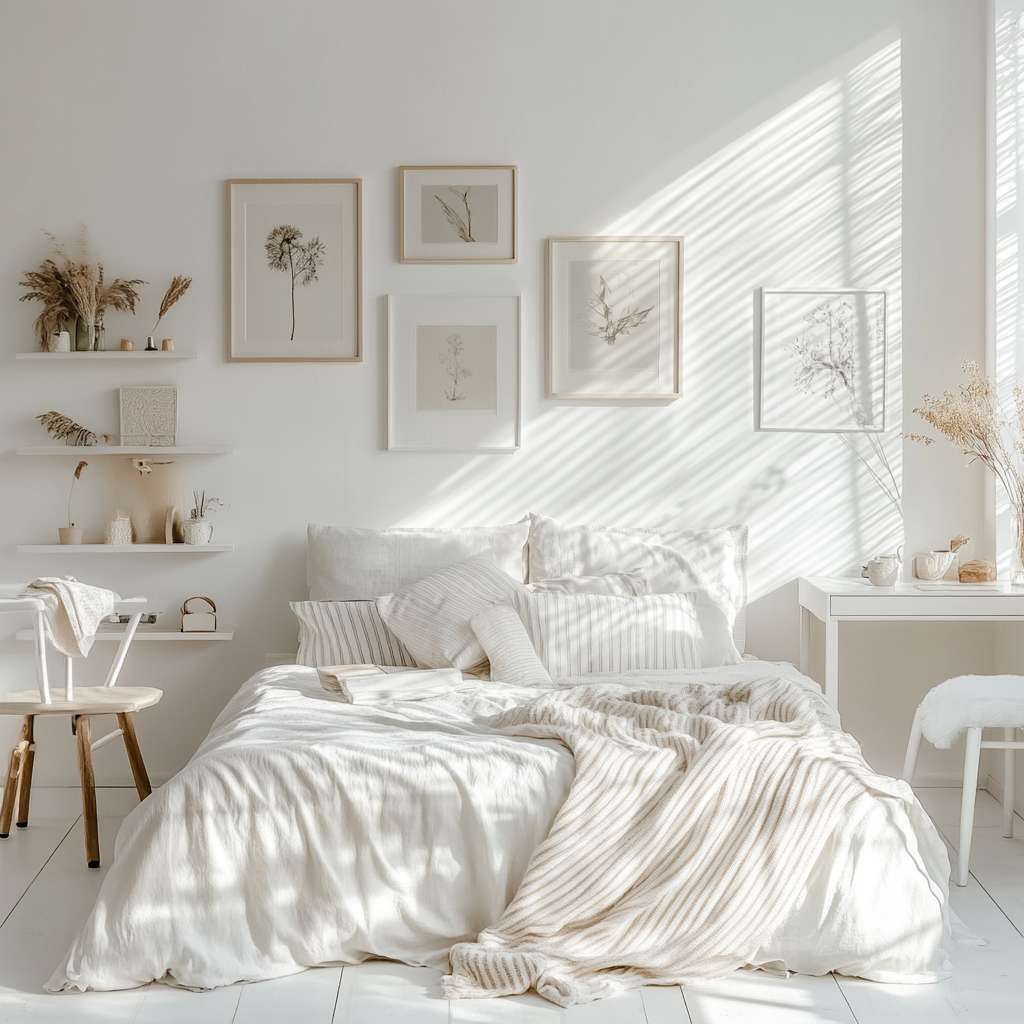 Minimalist and Serene Bedroom with Bright Aesthetic