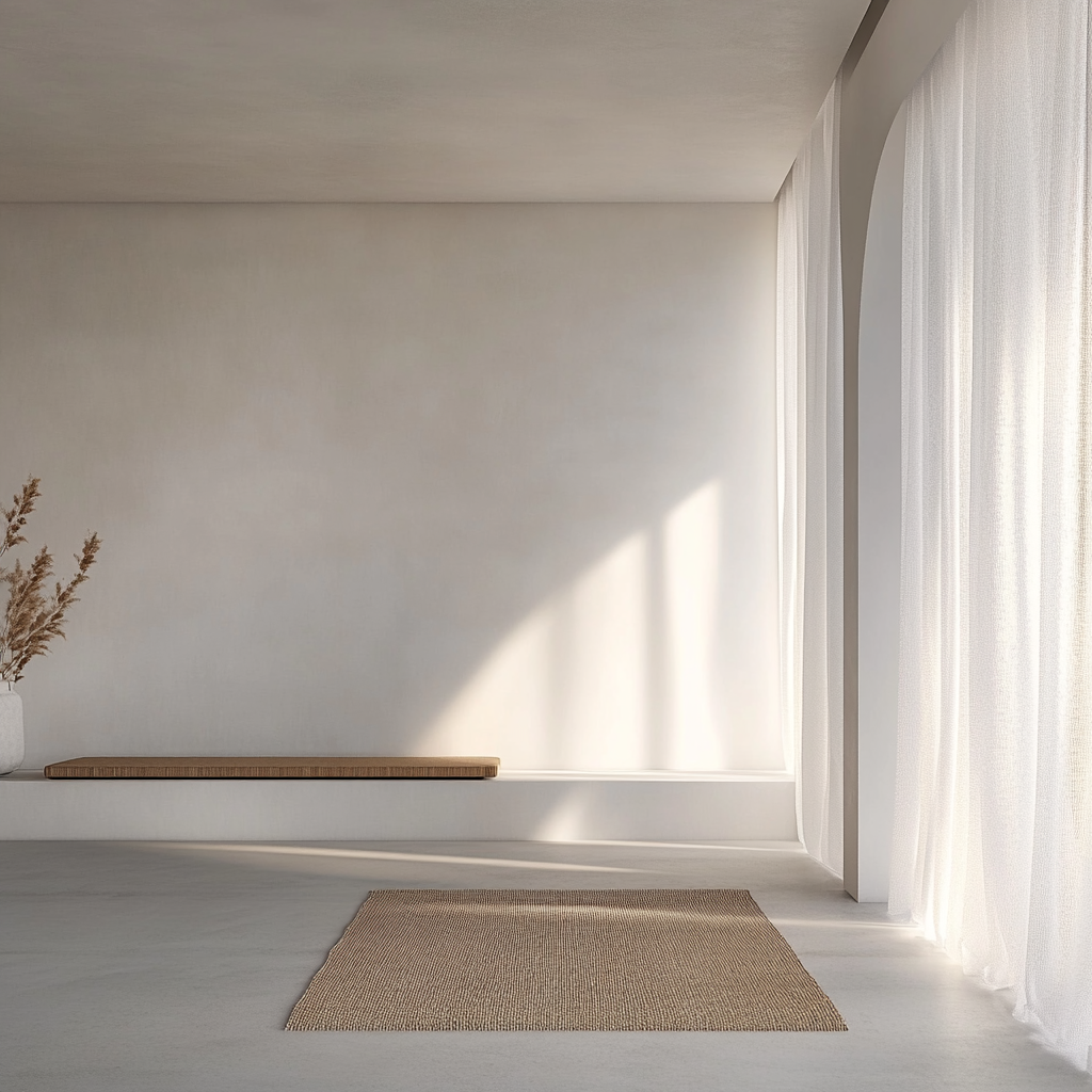 Minimalist entryway with focus on smooth, clean white wall.