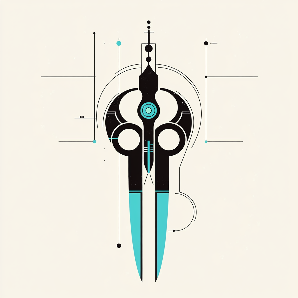 Minimalist vector illustration of blue and black hair scissors