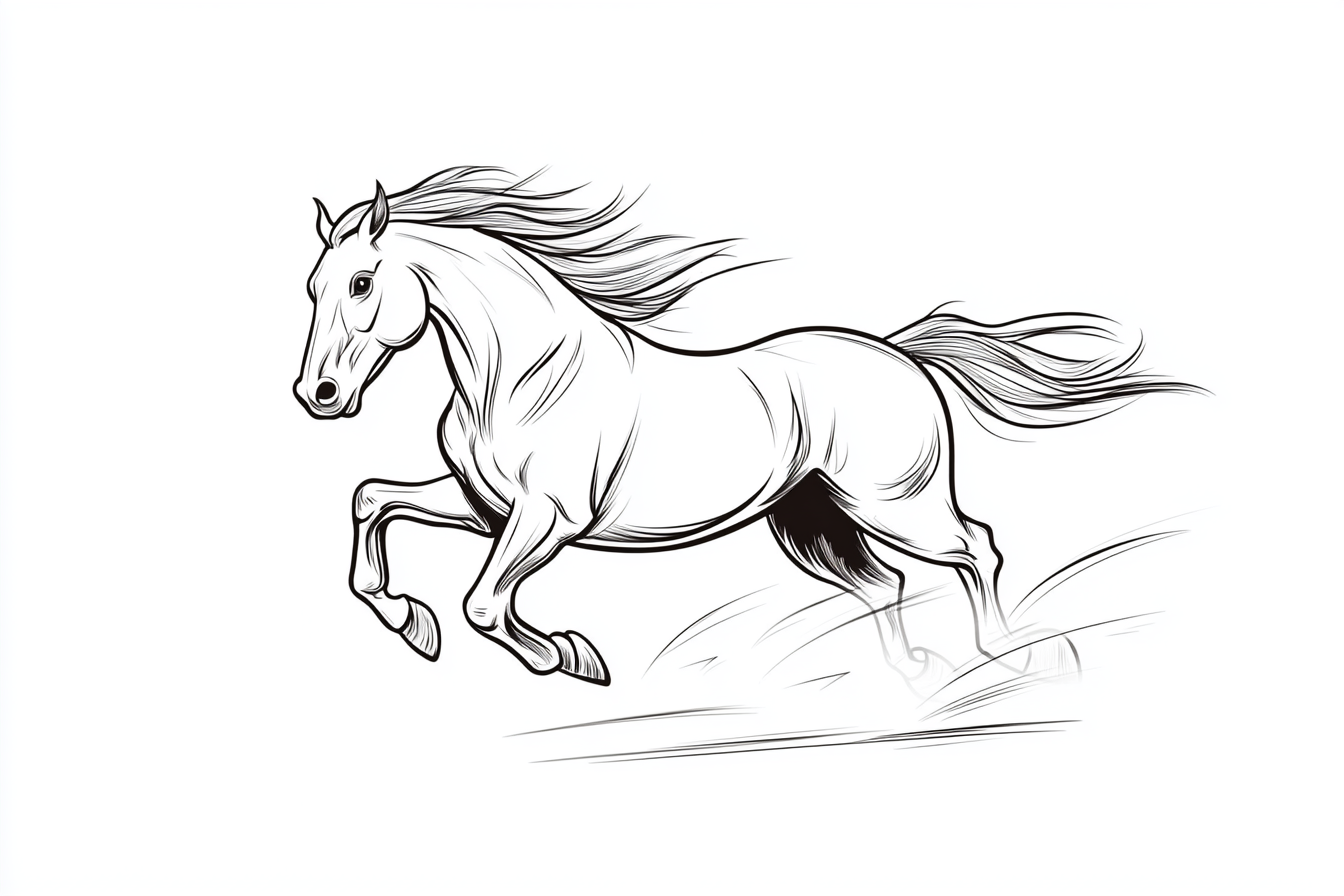 Minimalistic Asian Brush Ink Horse Running Vector Graphic