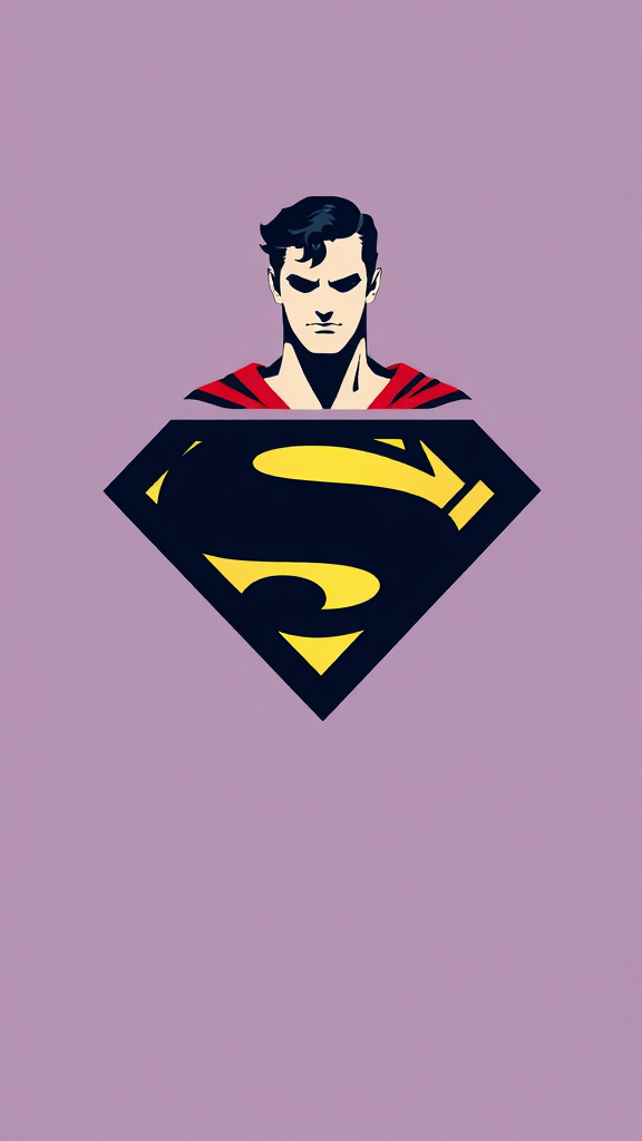 Minimalistic Superman phone wallpaper depicting superhero flying.