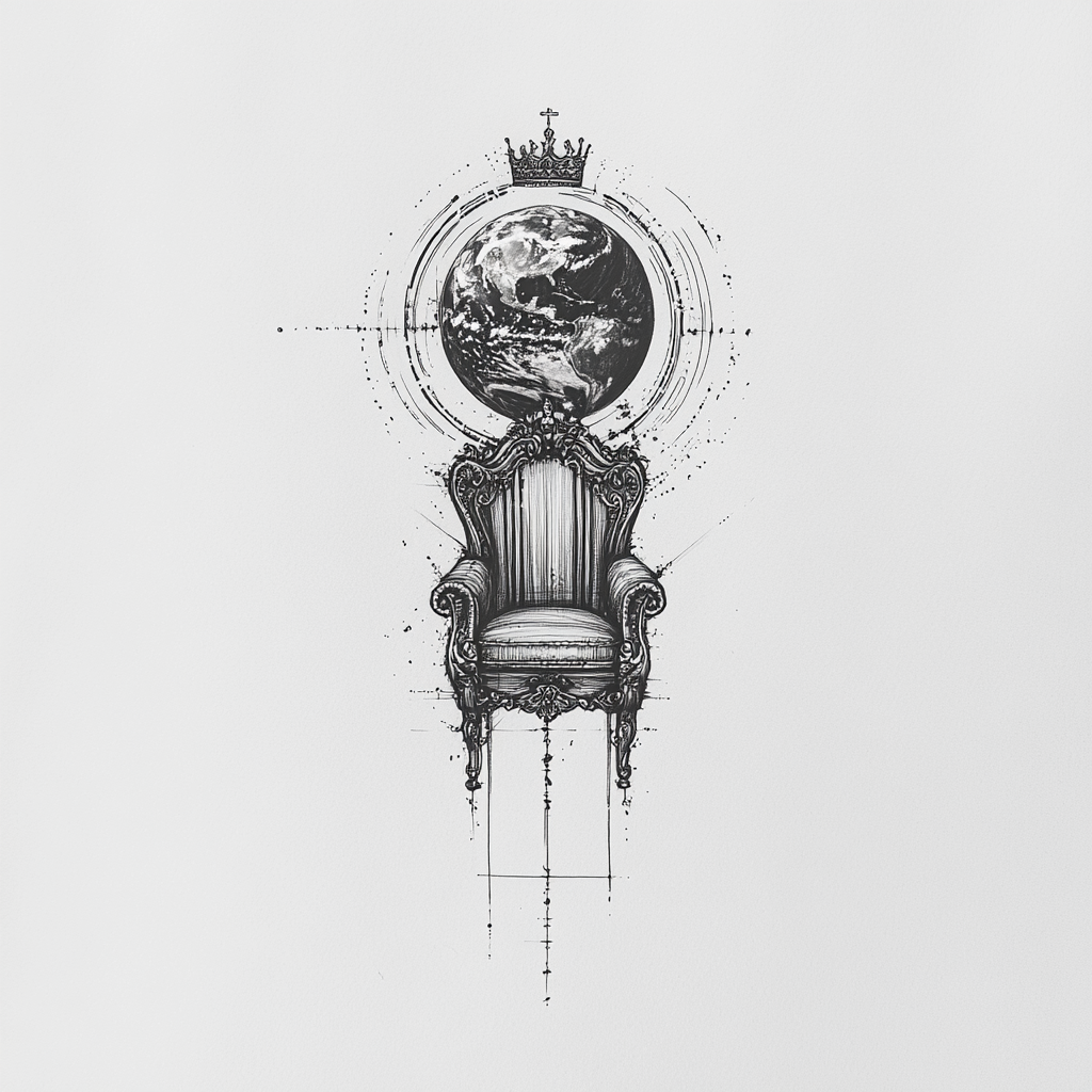 Minimalistic Tattoo Sketch: Earth View from Heaven's Throne 