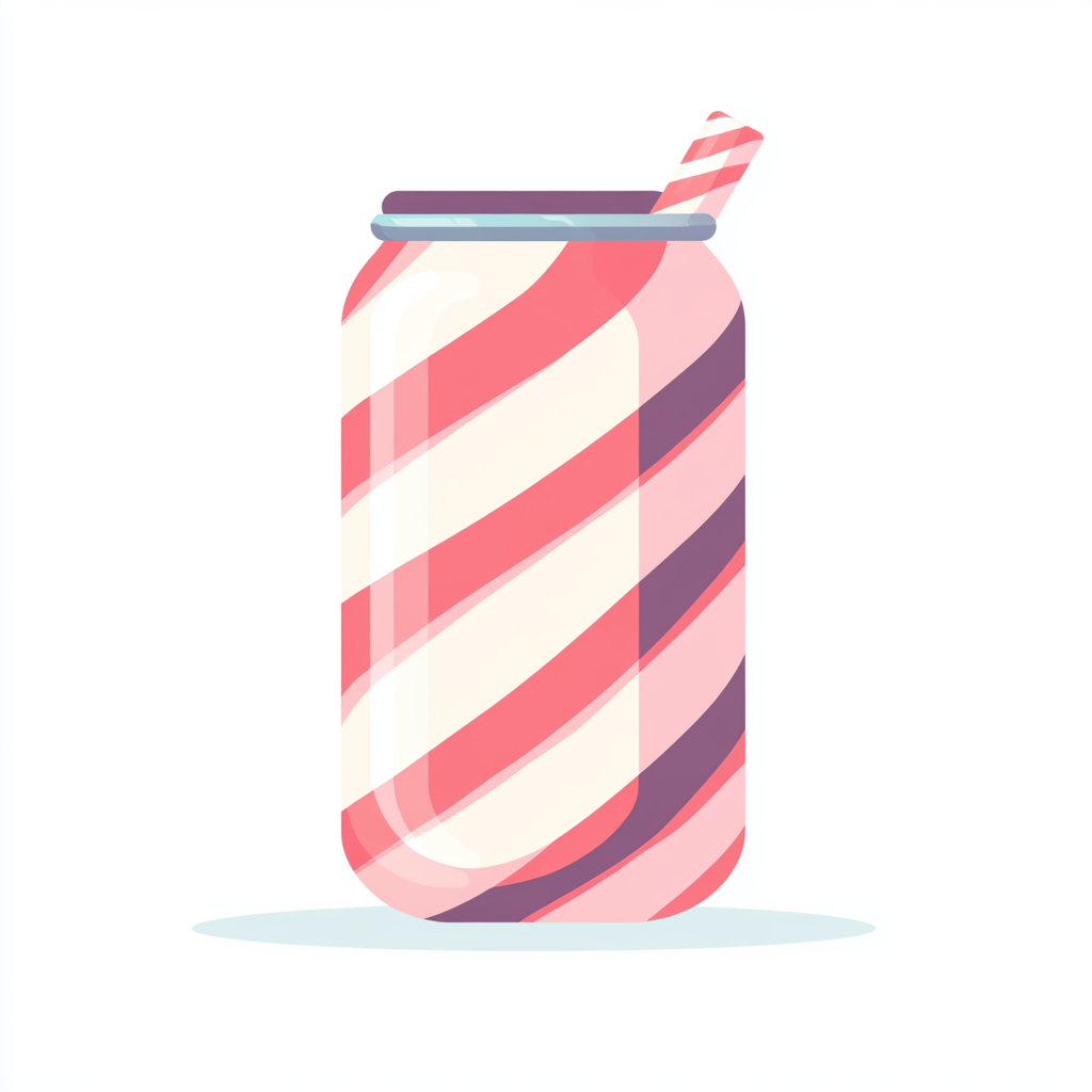 Minimalistic cartoon candy cane illustration in muted colors.