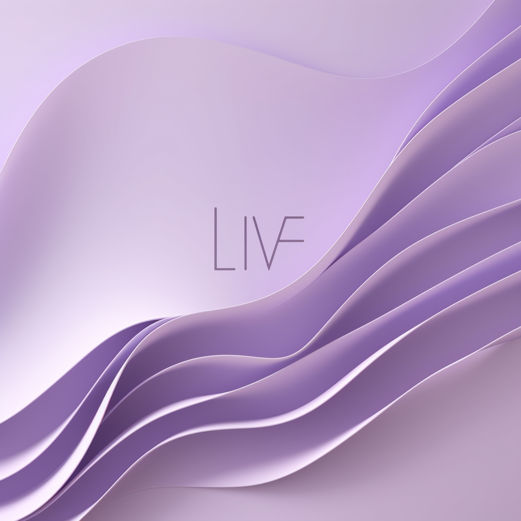 Minimalistic design with word 'Live,' purple background, wave-like lines.