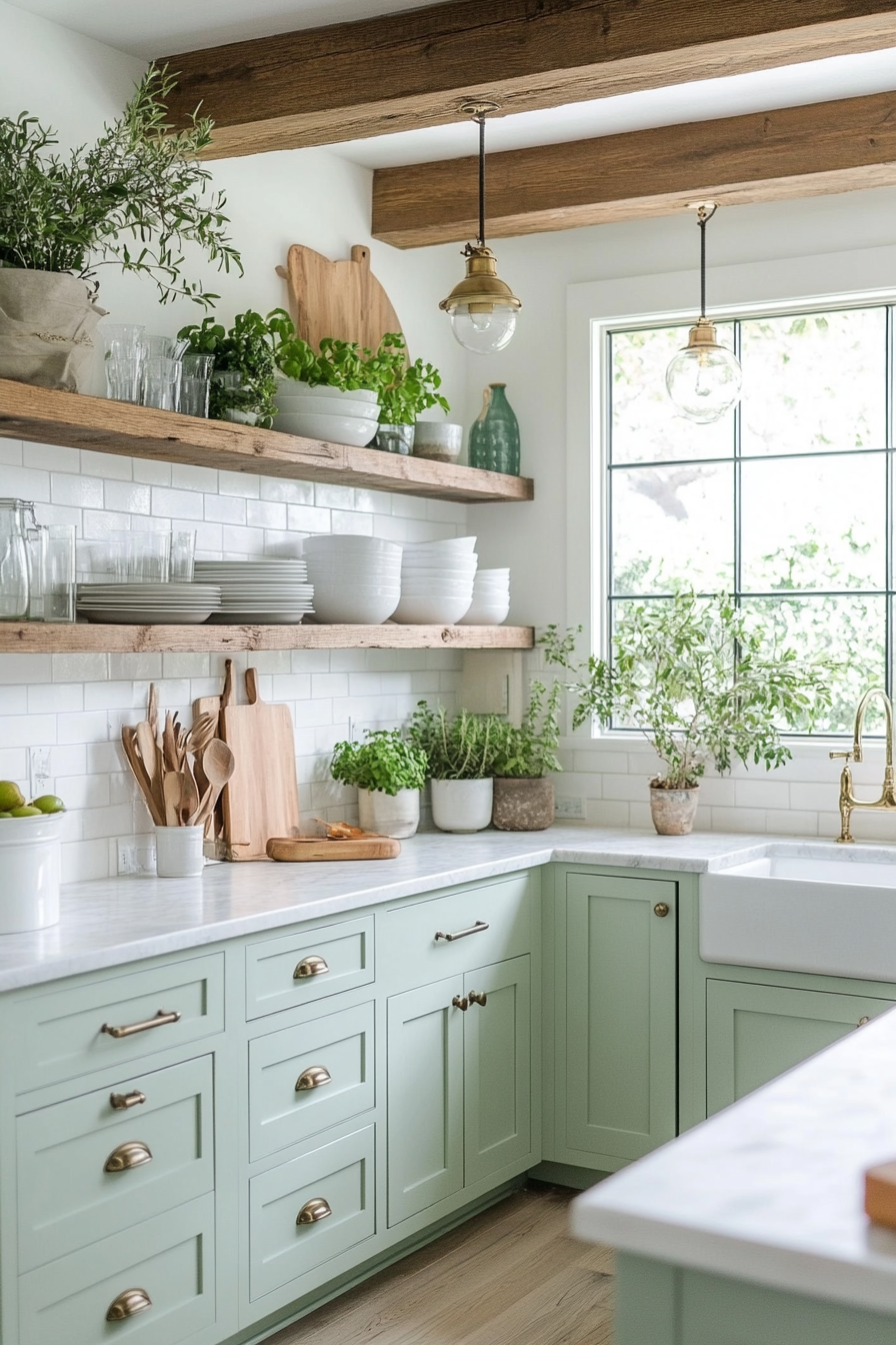 Mint Freshness Kitchen with Plant Accents 