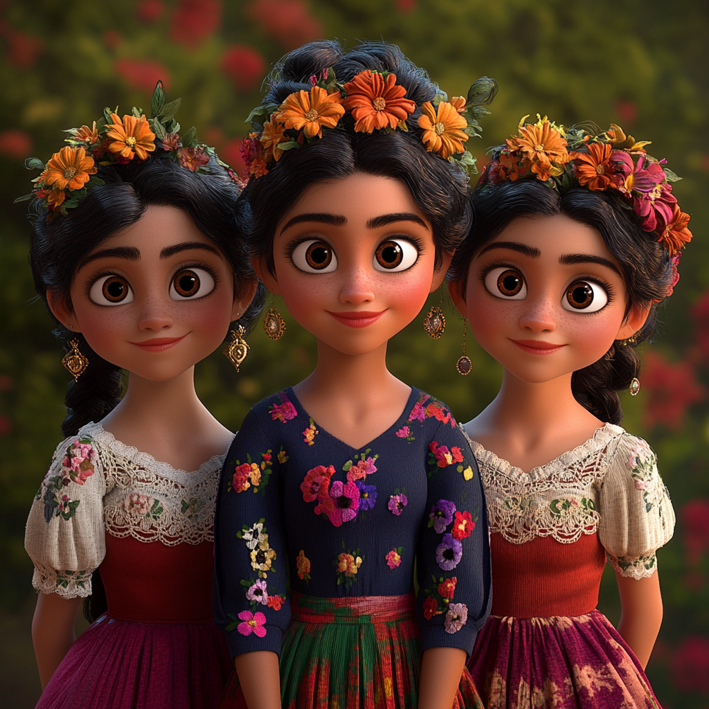 Mirabel, Isabela, and Luisa of Encanto Movie