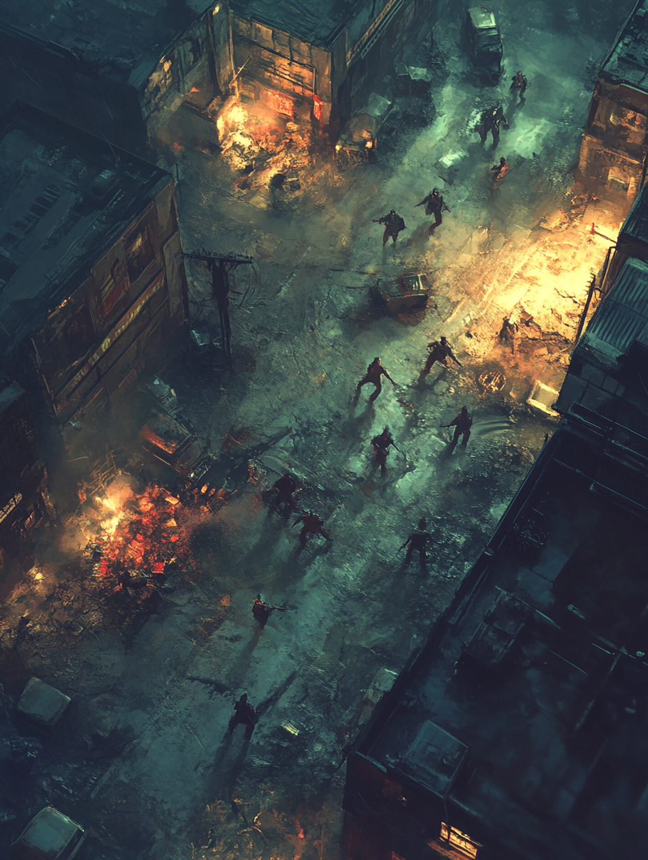 Mobile game set in post-apocalyptic future with zombies. 4-man SWAT team in 3D low poly.