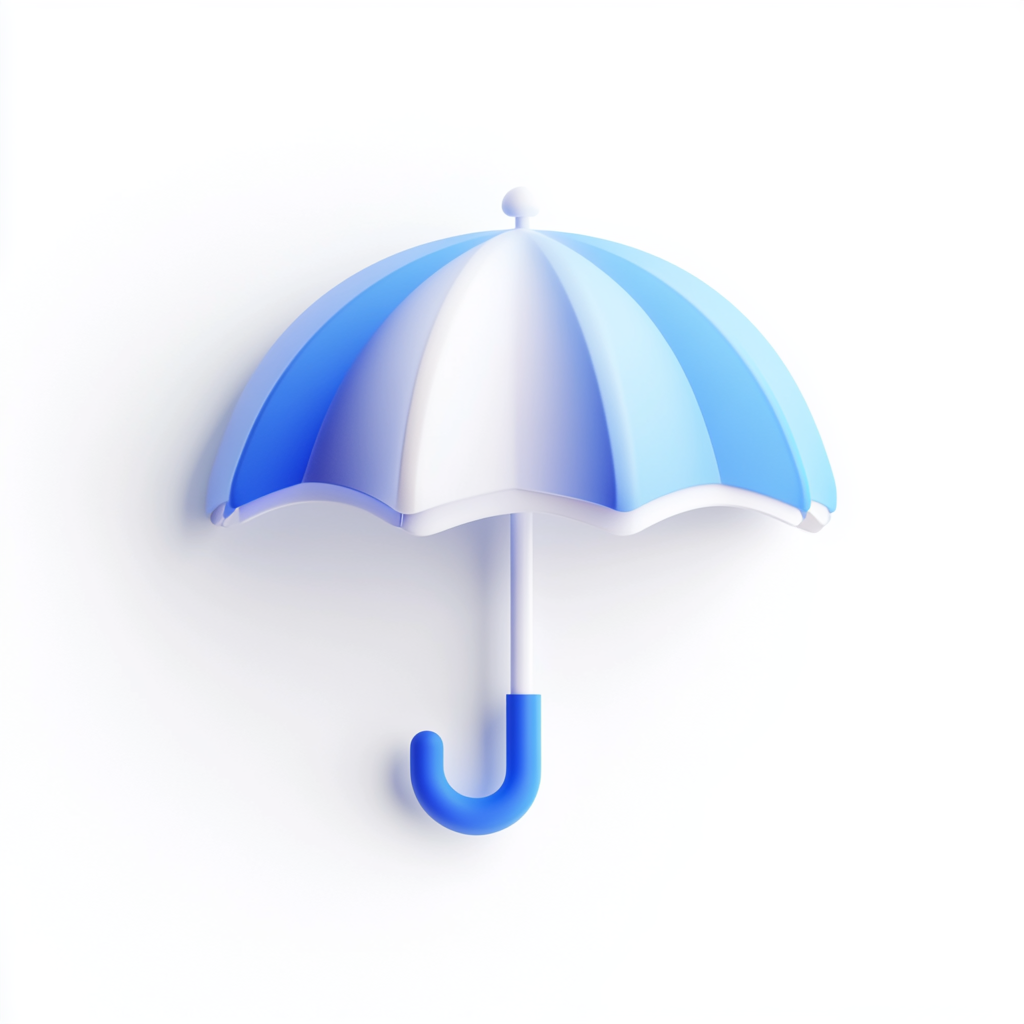 Modern 3D Umbrella Icon with Blue Gradients