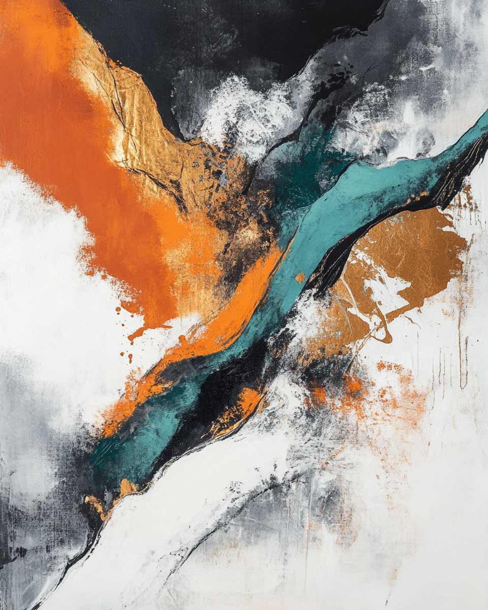 Modern Abstract Artwork: Elegance & Sophistication with Metallic Elements