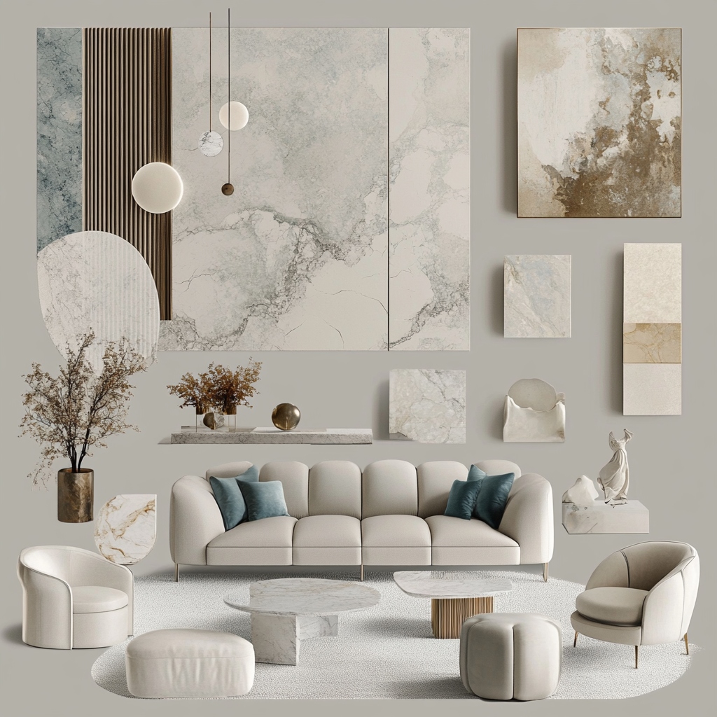 Modern Interior Design Moodboard with Color Samples