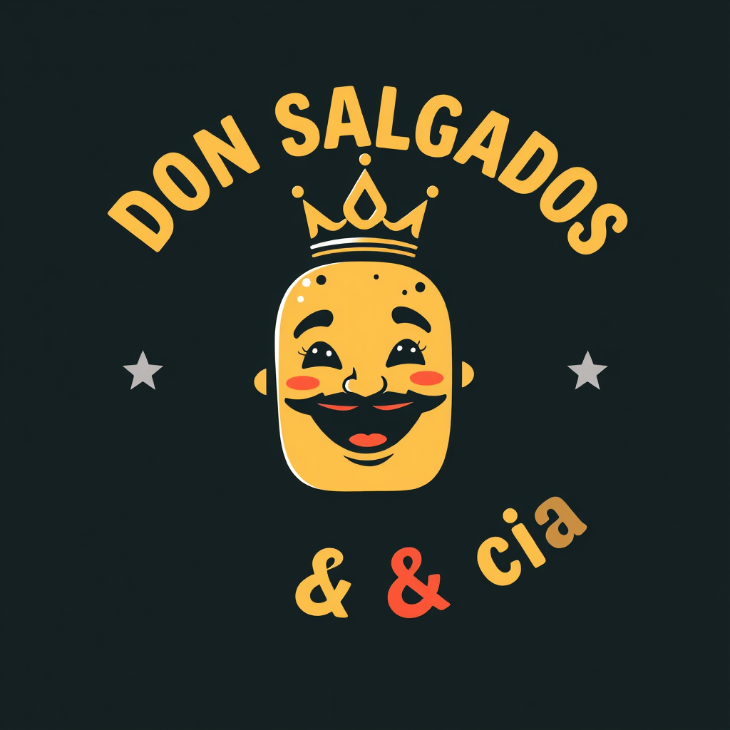 Modern Logo Don Salgados & cia Coxinha Snack Bar Crown Coxinha Smiling