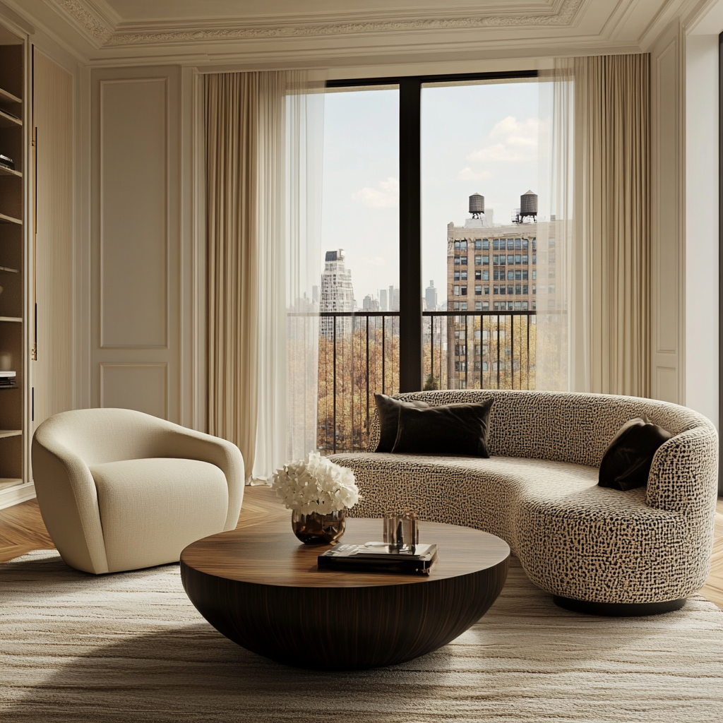 Modern Minimal Living Room with Elegant Curved Sofa