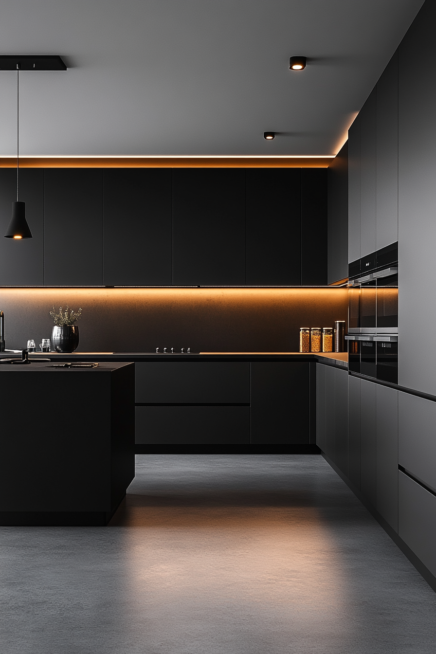 Modern Minimalist Kitchen Interior with Sleek Cabinetry