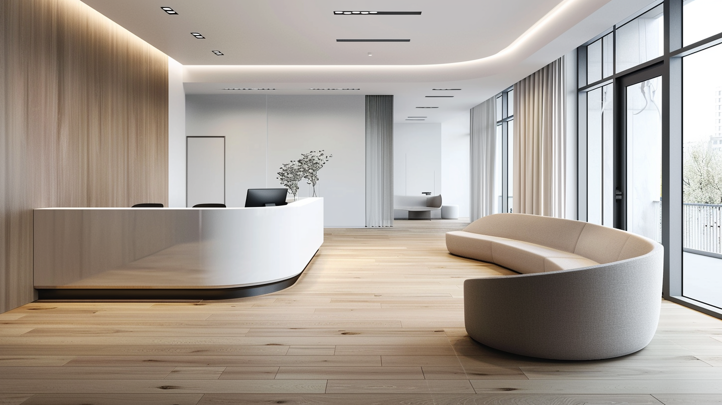 Modern Minimalist Reception Area with Neutral Palette