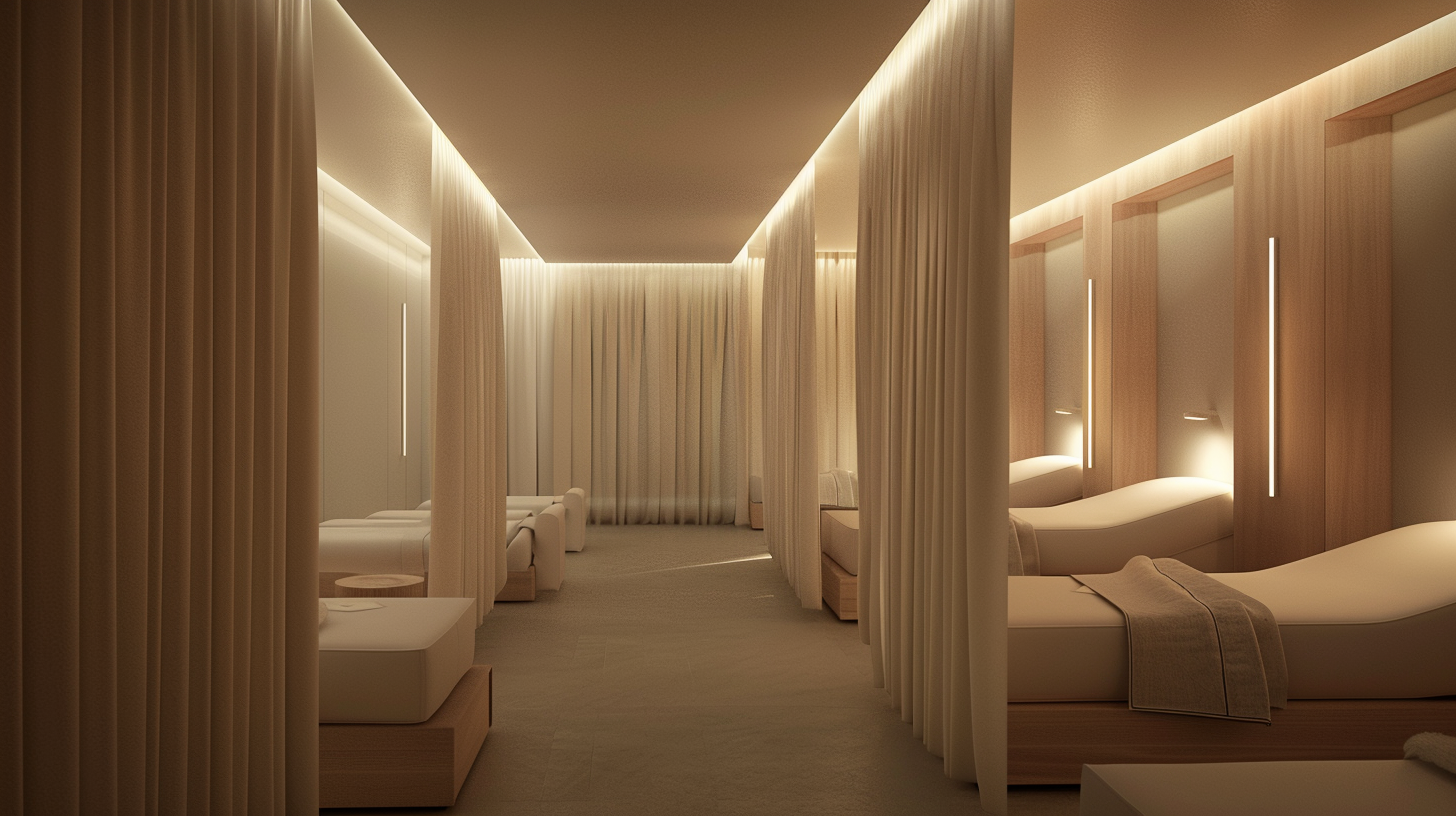 Modern Minimalist Skincare Treatment Room with Ambient Lighting