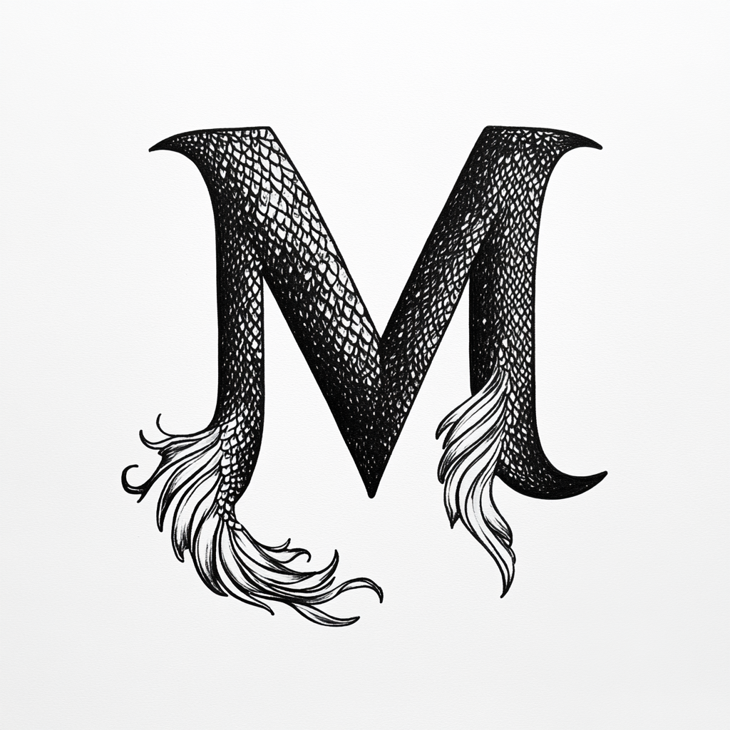 Modern Monogram Design with Mermaid Motifs