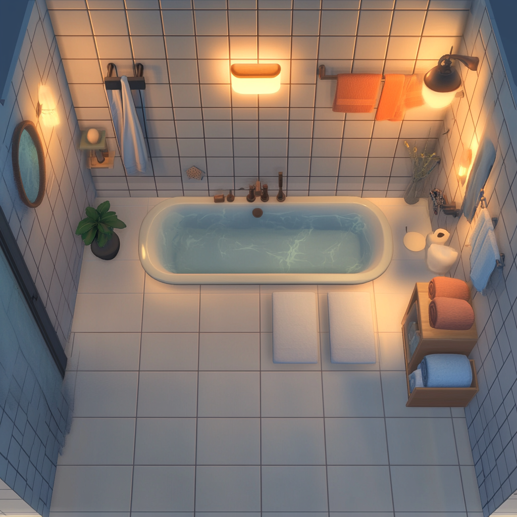 Modern Sims 4-style Bathroom Design with Bathtub