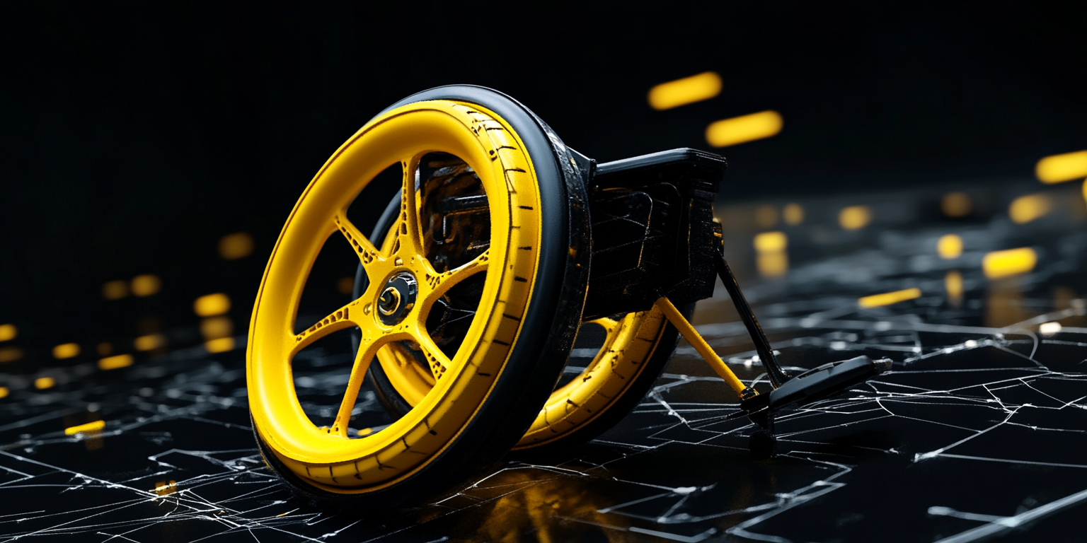 Modern Yellow Wheelchair in Black Background