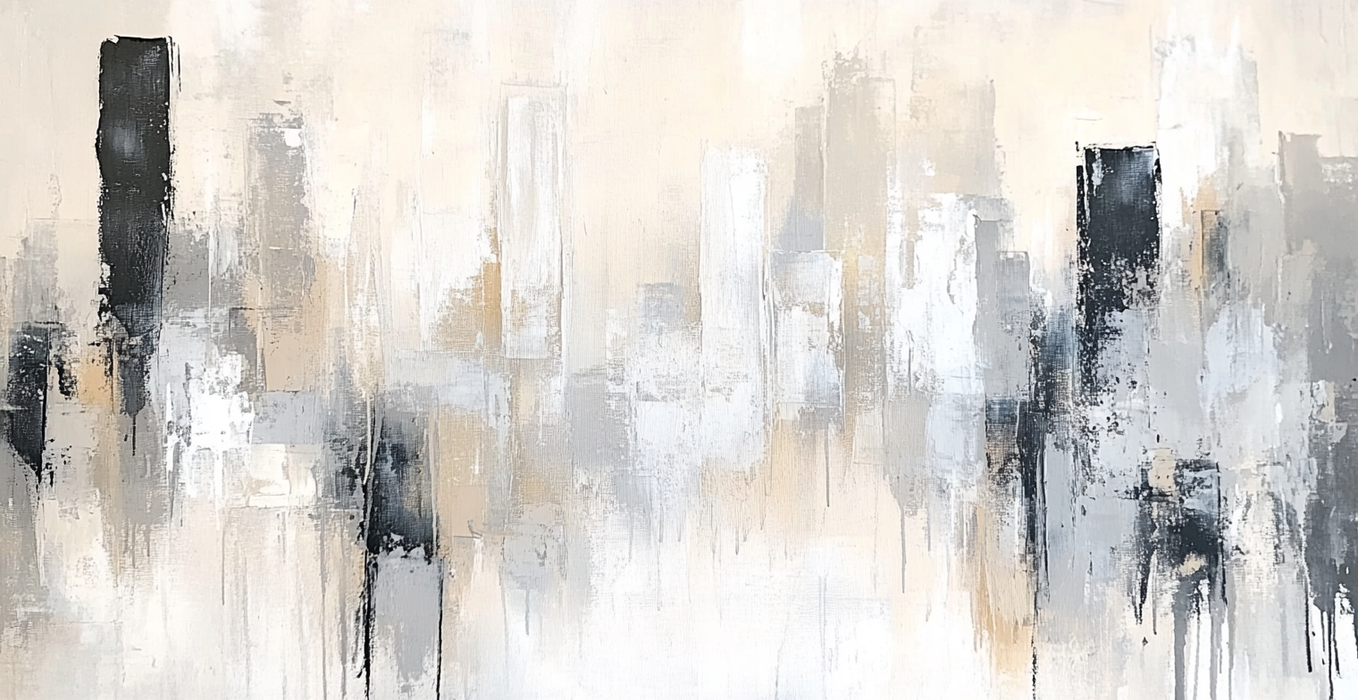 Modern abstract Glasgow painting with neutral colors and texture.