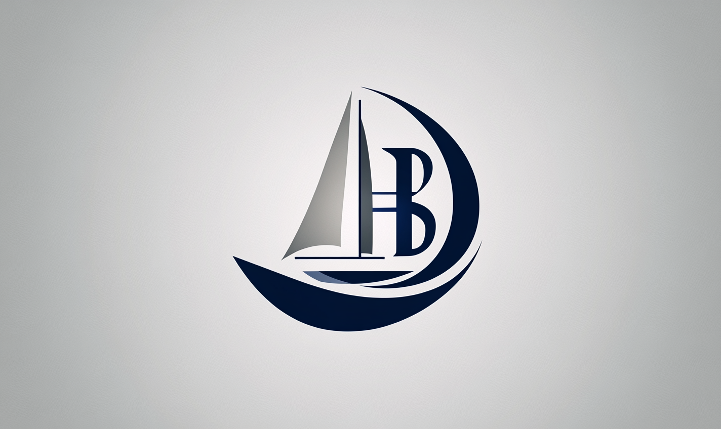 Modern and Elegant Company Logo Design with 'HB' and Ship Element in Blue and Gray Colors