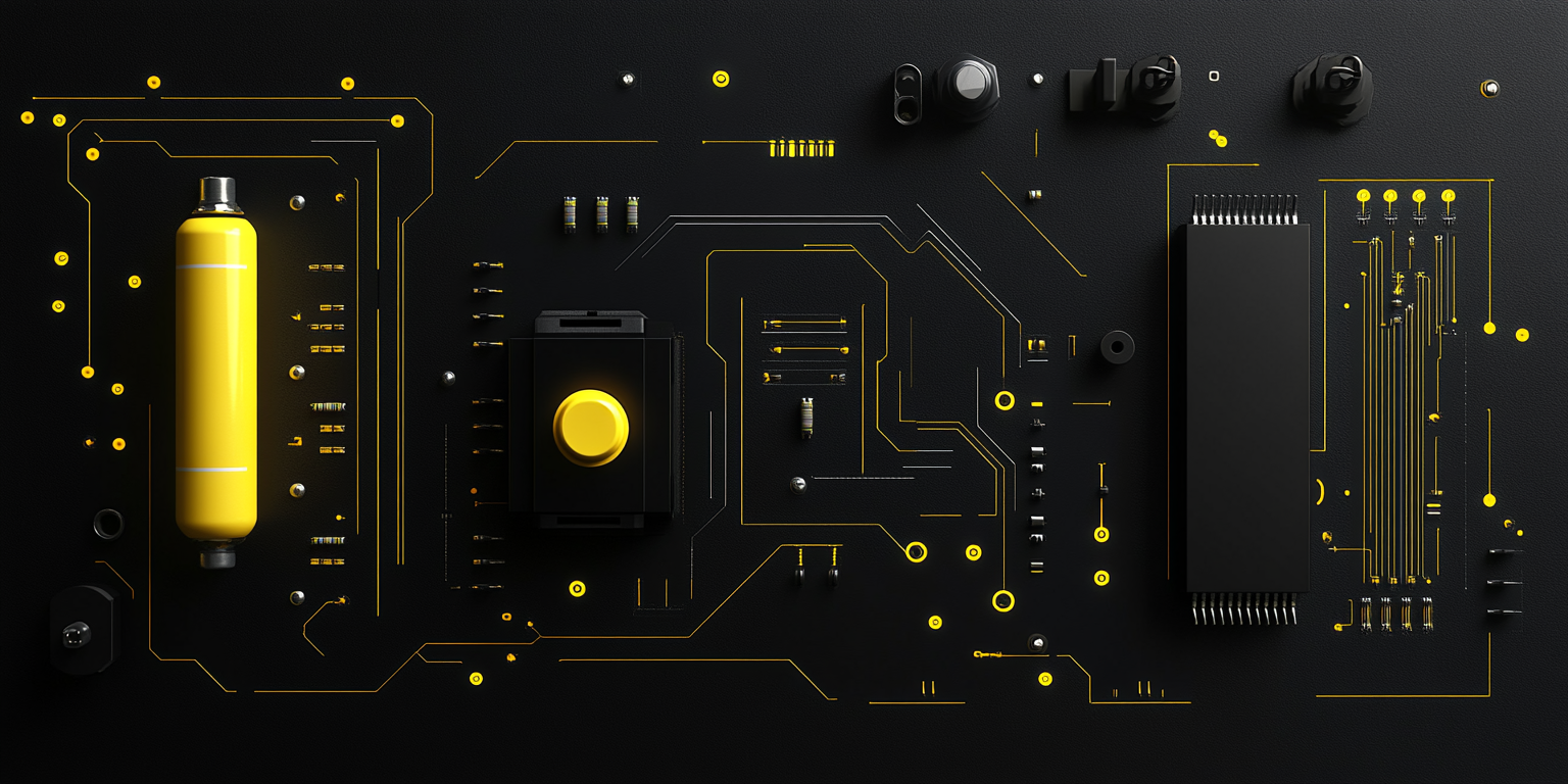 Modern electrical circuit diagram with yellow bulb.